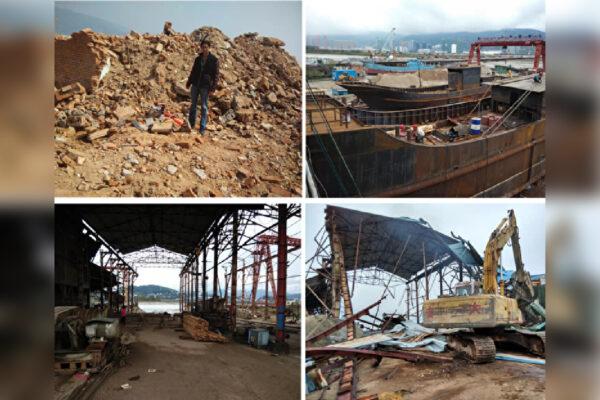 The local government takes down a shipyard of the Yan Xingsheng's family in Xiayang village of China's Fujian Province in January 2016. (Courtesy of Yan Xingsheng)