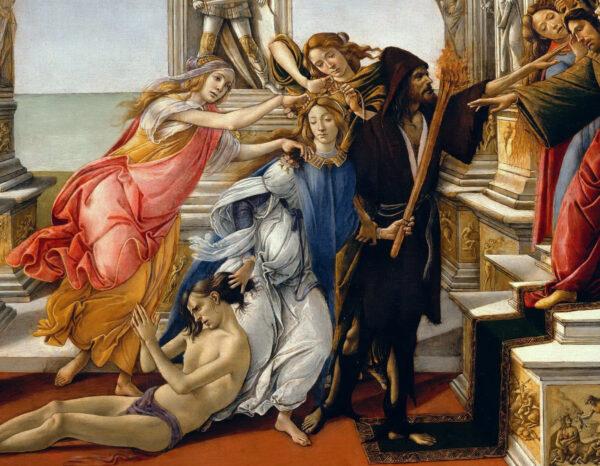 Detail of “Calumny of Apelles,” circa 1496, by Sandro Botticelli. Tempera on panel; 24.4 inches by 35.8 inches. Uffizi Gallery, Florence, Italy. (Public Domain)