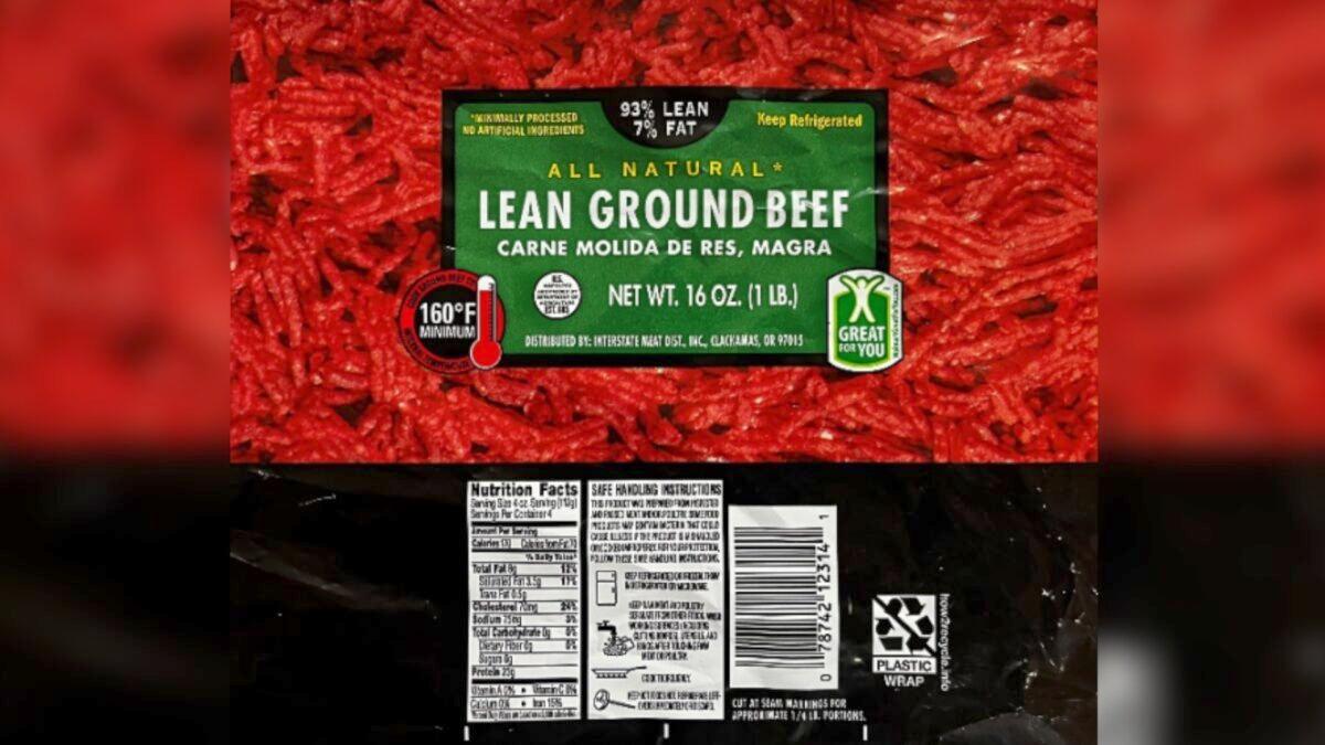 The label of a recalled ground beef product sold at Walmart stores. (Courtesy of U.S. Department of Agriculture’s Food Safety and Inspection Service)