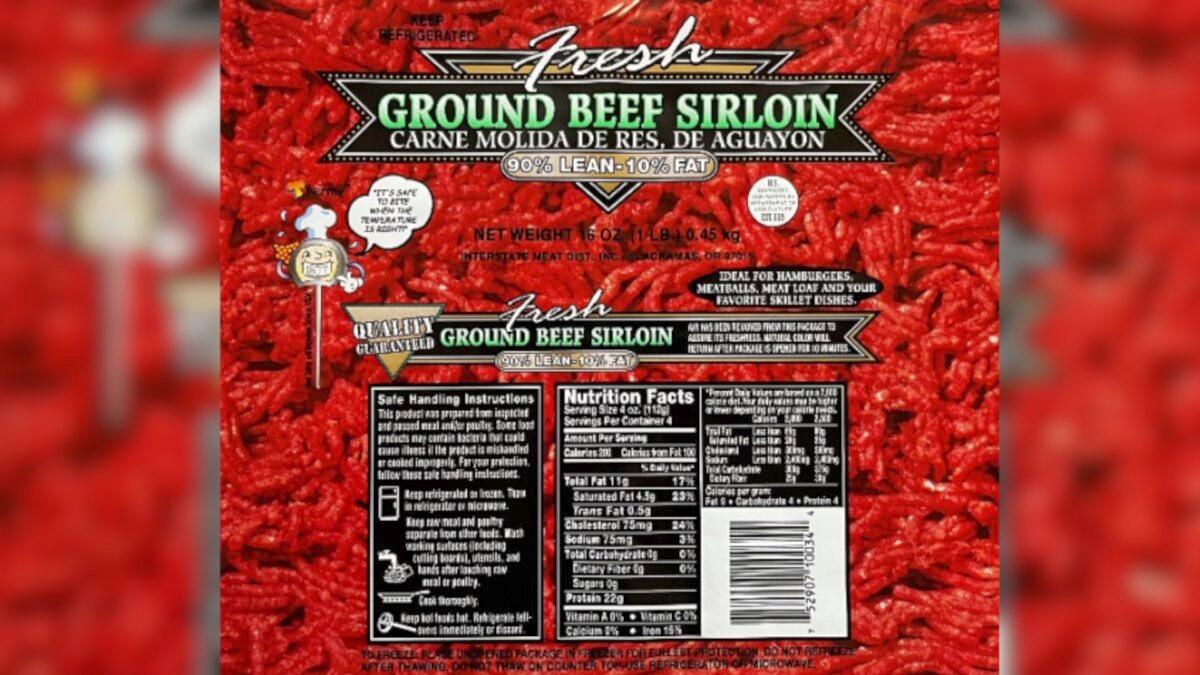 The label of a recalled ground beef product sold at WinCo Foods stores. (Courtesy of U.S. Department of Agriculture’s Food Safety and Inspection Service)