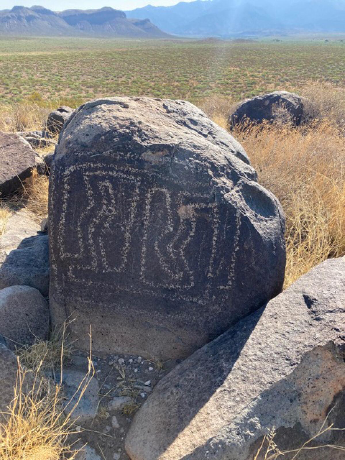 Some of the ancient petroglyphs at the Three Rivers Petroglyph Site in Tularosa, New Mexico, defy archaeologists' interpretation. (Bill Neely)