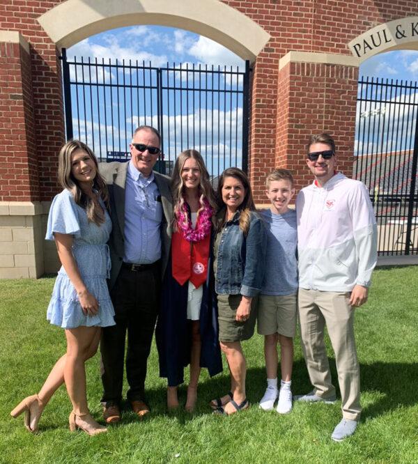 Anne Miller (R-3rd) and her family at Liberty University in Lynchburg, Va., in May 2021. (Courtesy of Anne Miller)