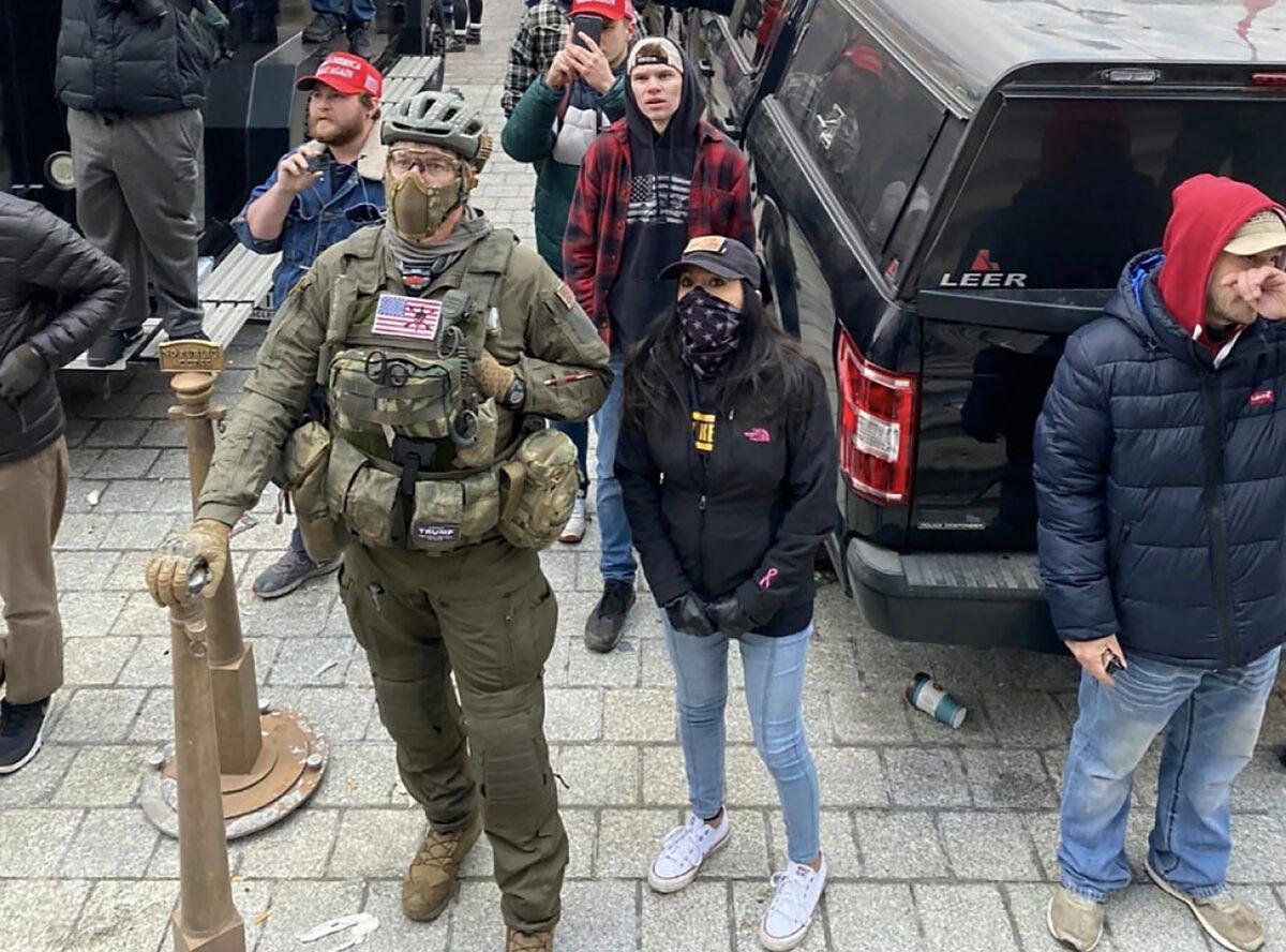 Oath Keepers member Jeremy Brown, a retired U.S. Army Green Beret, dressed in tactical gear at the U.S. Capitol on Jan. 6, 2021. (U.S. Department of Justice)