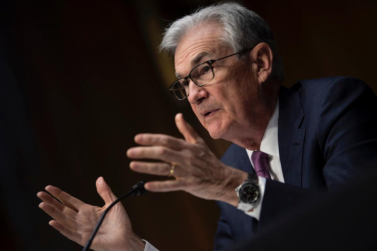 Federal Reserve Board Chairman Jerome Powell speaks during his re-nominations hearing of the Senate Banking, Housing and Urban Affairs Committee on Capitol Hill, Washington, on Jan.11, 2022. (Brendan Smialowski-Pool/Getty Images)