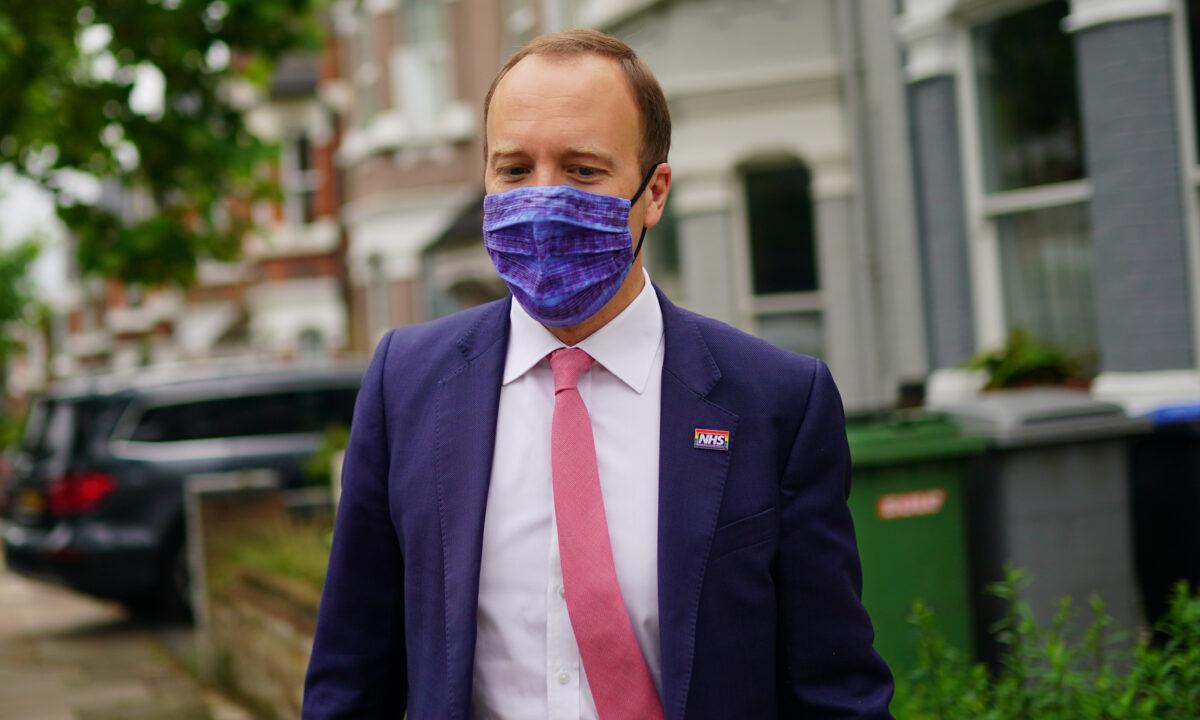 File photo dated 17/06/21 Former Health Secretary Matt Hancock outside his home in north-west London on June 17, 2021. (Aaron Chown/PA)