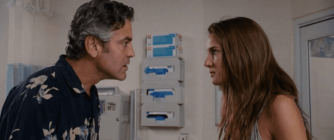 Dad Matt King (George Clooney) gets some disturbing news from his daughter Alexandra (Shailene Woodley), in “The Descendants." (FOX Searchlight Pictures)