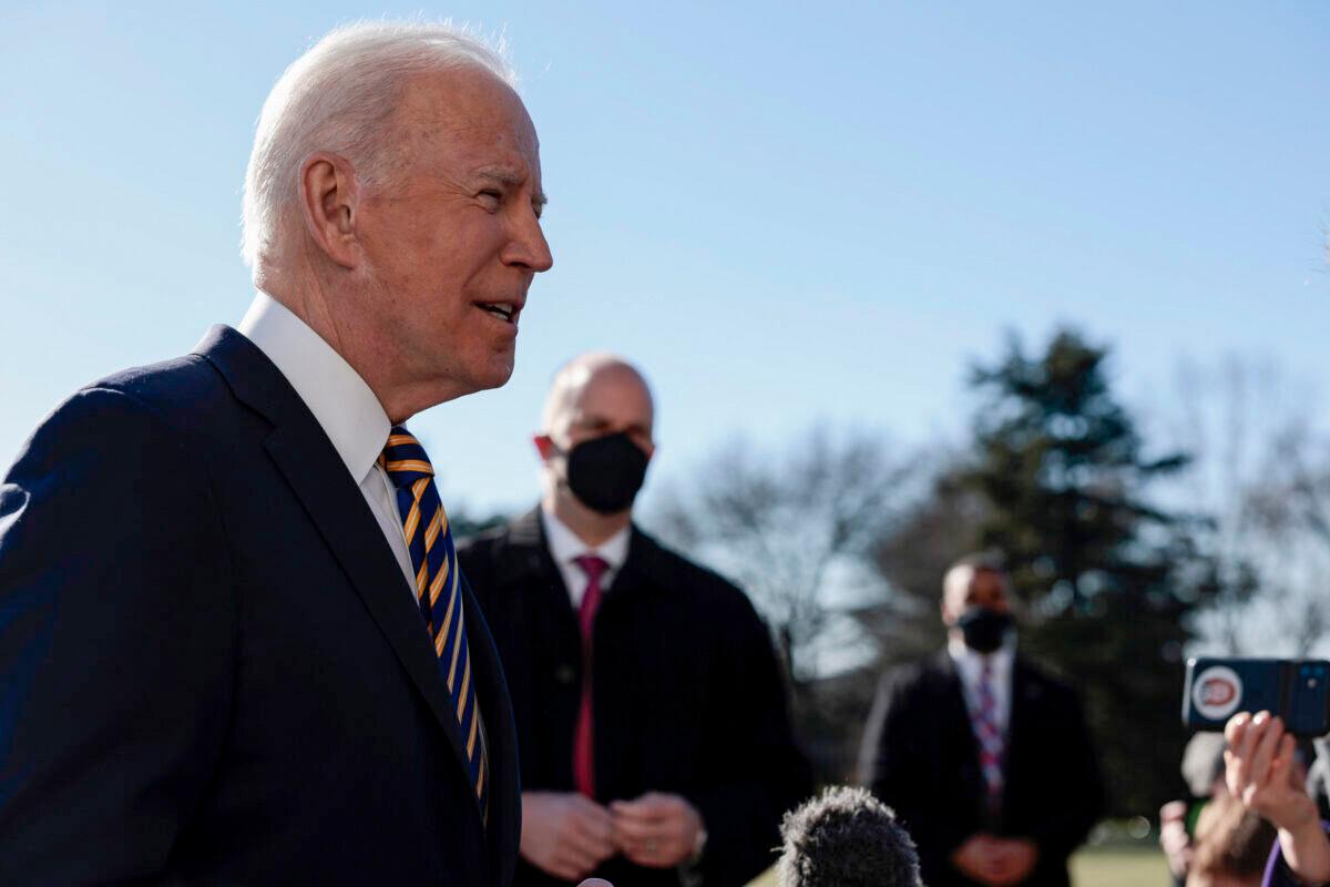 President Joe Biden speaks to reporters in Washington on Jan. 11, 2022. (Anna Moneymaker/Getty Images)