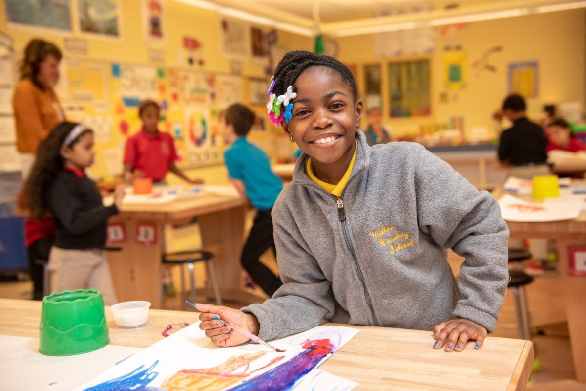 MHS Elementary school student enjoying art class. (Courtesy of Milton Hershey School)