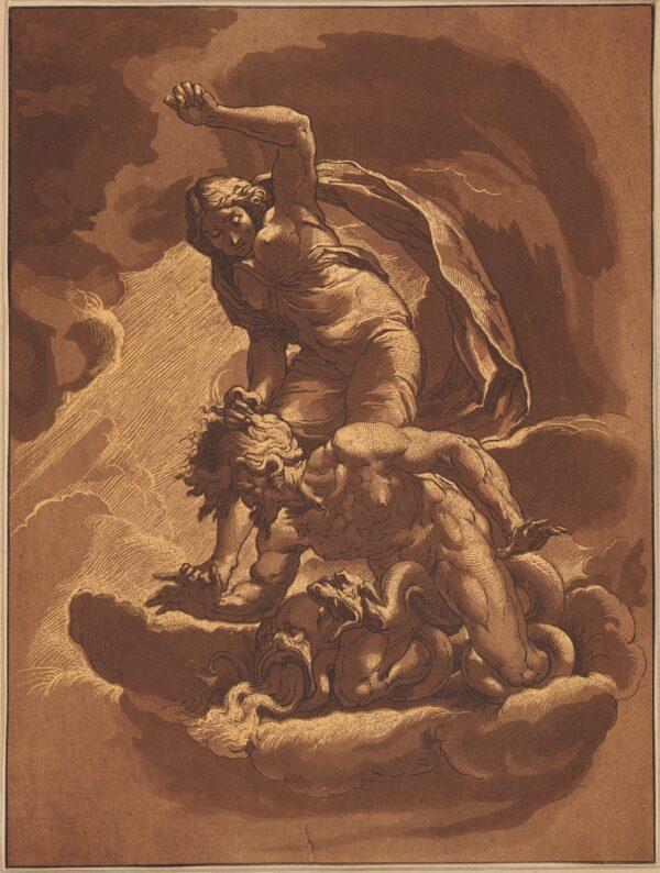 "The Triumph of Truth Over Envy," 1781, by Maria Catharina Prestel, after Jacopo Ligozzi. Etching and aquatint printed in brown and gold leaf. Rosenwald Collection, National Gallery of Art, Washington. (National Gallery of Art, Washington)