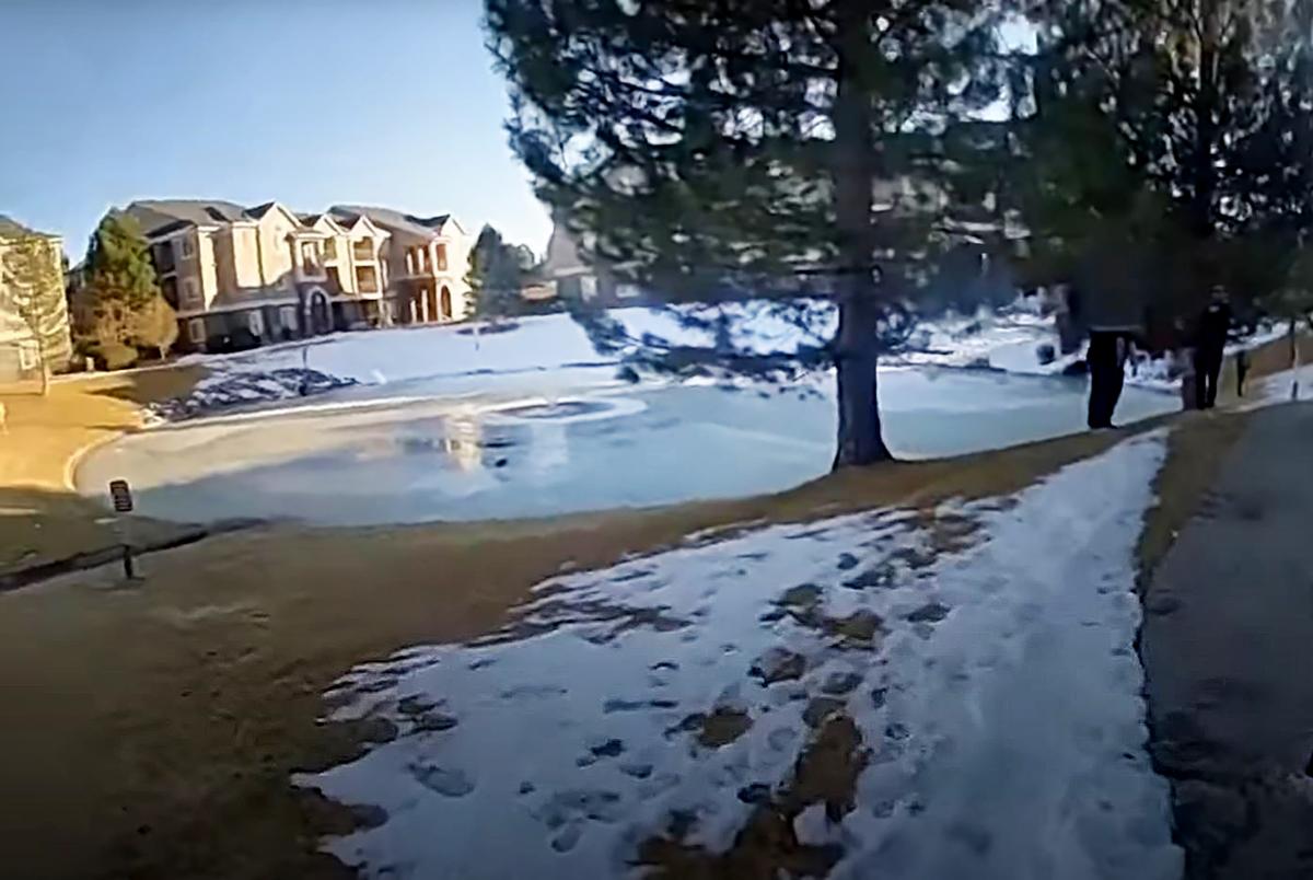The frozen pond amenity located at Addison at Cherry Creek apartments, 9100 East Florida Avenue, Denver, Colorado. (Courtesy of <a href="https://www.facebook.com/ArapahoeSO">Arapahoe County Sheriff’s Office</a>)