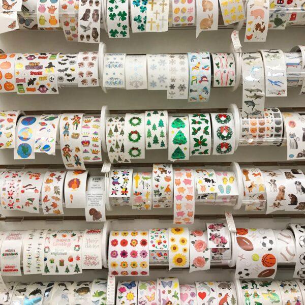 An assortment of stickers is on display at Mrs. Grossman’s Paper Company. (courtesy of Mrs. Grossman’s Paper Company)