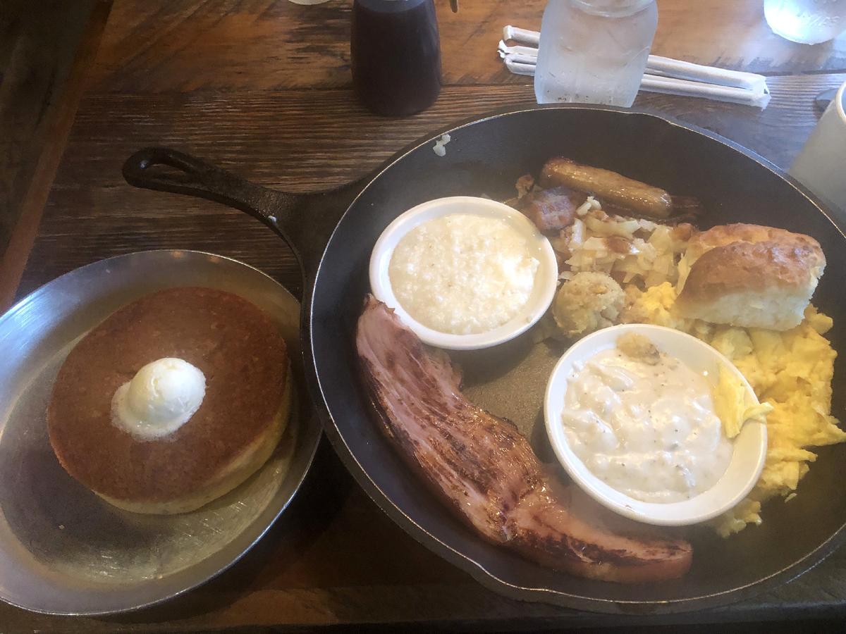 Anyone who eats breakfast at Crockett's Breakfast Camp in Gatlinburg won't need another meal all day. (Courtesy of Bill Neely)