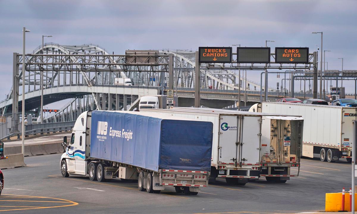 Truck Drivers Protest Against Trucker Vaccine Rule at Canada-US Border
