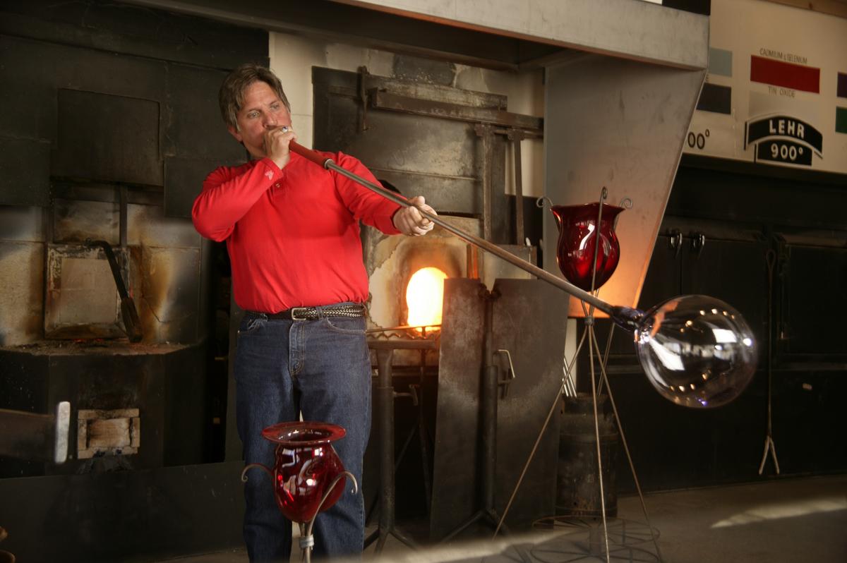 A glass-blowing demonstration at Dollywood. (Courtesy of Dollywood)