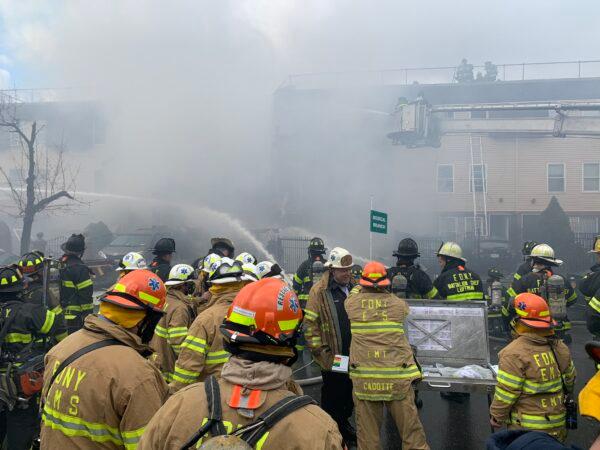 Firefighters on the scene of a fire explosion in the Bronx, New York, on Jan. 18, 2022. (FDNY)