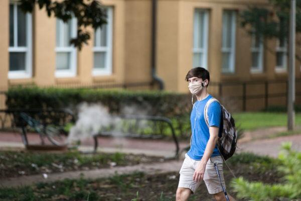 A student walks on campus at the University of South Carolina in Columbia, S.C., on Sept. 3, 2020. (Sean Rayford/Getty Images)