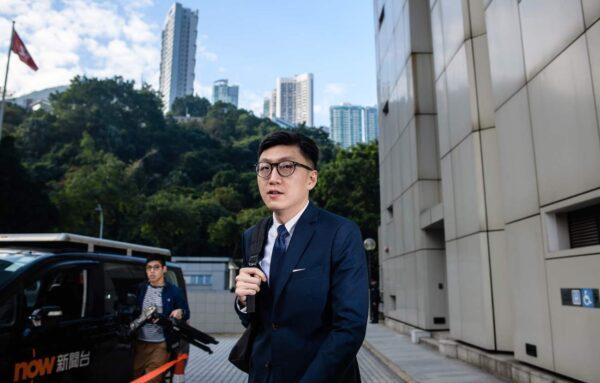 Edward Leung arrives at the High Court before facing rioting charges in Hong Kong on Jan. 18, 2018. (Anthony Wallace/AFP via Getty Images)