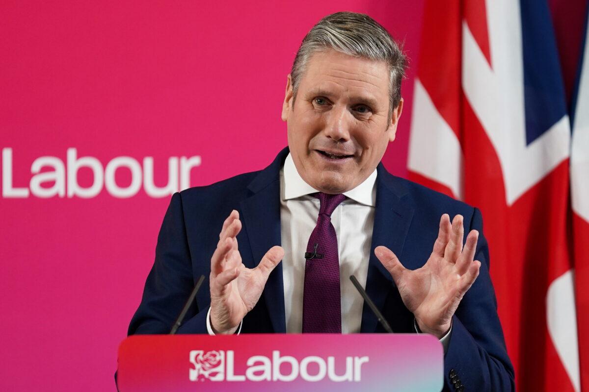 Sir Keir Starmer makes his keynote speech at the Labour Party conference in Birmingham, United Kingdom, on Jan. 4, 2022. (Jacob King/PA)