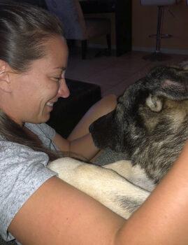 Ashli Babbitt with her favorite canine companion, Kenai. Aaron Babbitt said Kenai died of a broken heart several weeks after Ashli was killed. (Courtesy Aaron Babbitt)