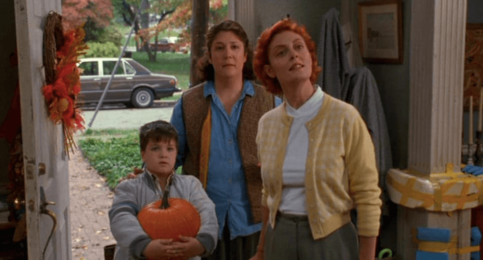 (L–R) Jake Gimble (Colin Ward), Wendy Gimble (Margo Martindale), a fellow parent with an ALD child, pictured here with her healthy son, and Michaela Odone (Susan Sarandon), in "Lorenzo's Oil." (Universal Pictures)