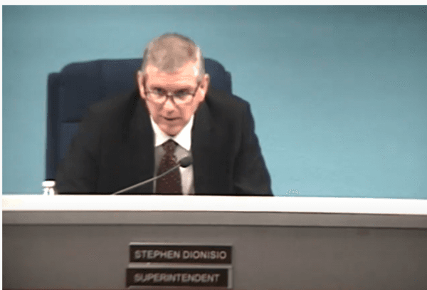 Screenshot of Charlotte County Schools Superintendent Stephen Dionisio during comments delivered at the January 18 School Board Meeting. (Charlotte County School Public Schools YouTube Channel)