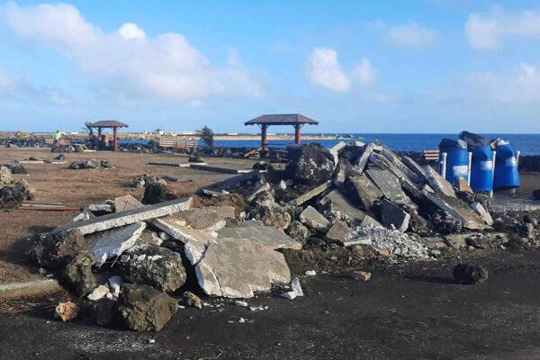  Damaged area in Nuku'alofa, Tonga, on Jan. 20, 2022. (Marian Kupu/Broadcom Broadcasting via AP)