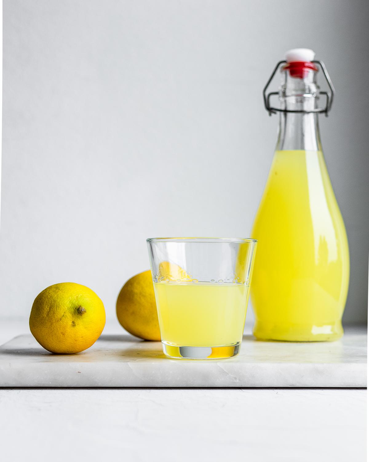 The essential oils extracted from the lemon peel give limoncello its distinct fragrant flavor and milky yellow hue. (Jennifer McGruther)