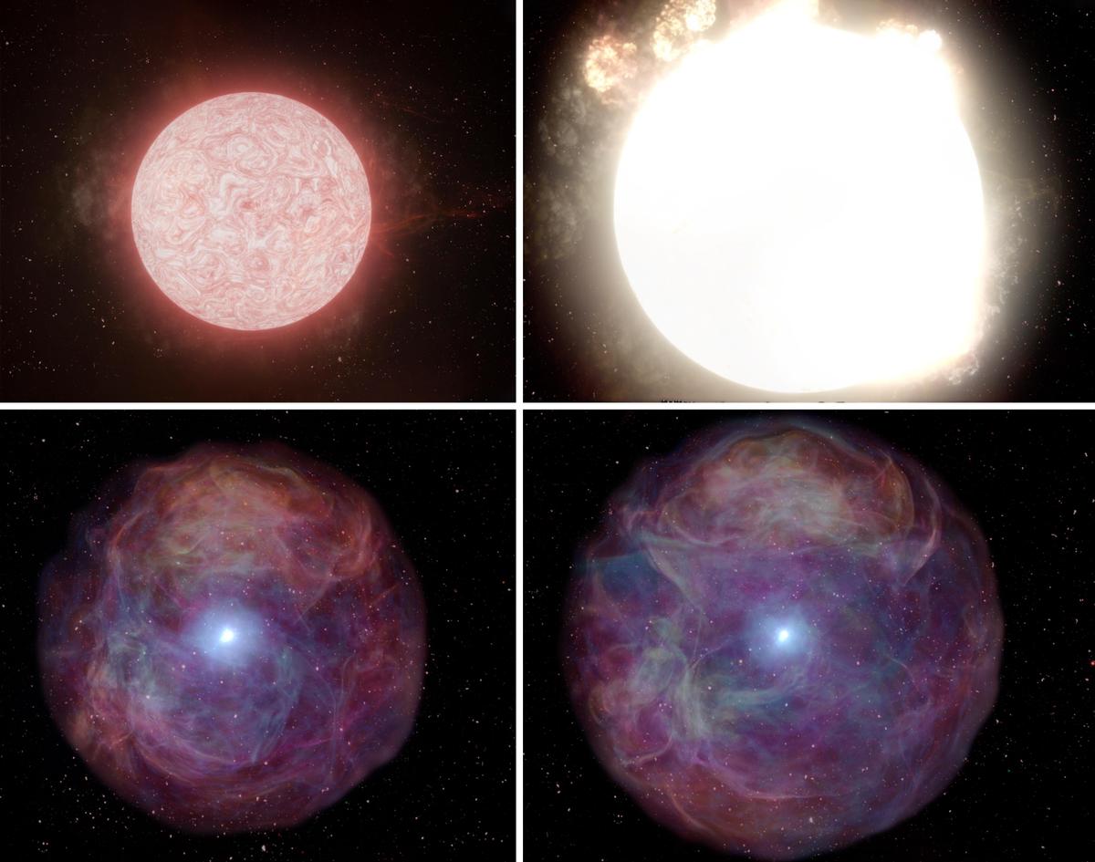 An artist’s rendition of the red supergiant star transitioning into a Type II supernova. (Courtesy of <a href="https://keckobservatory.org/">W. M. Keck Observatory</a>/Adam Makarenko)