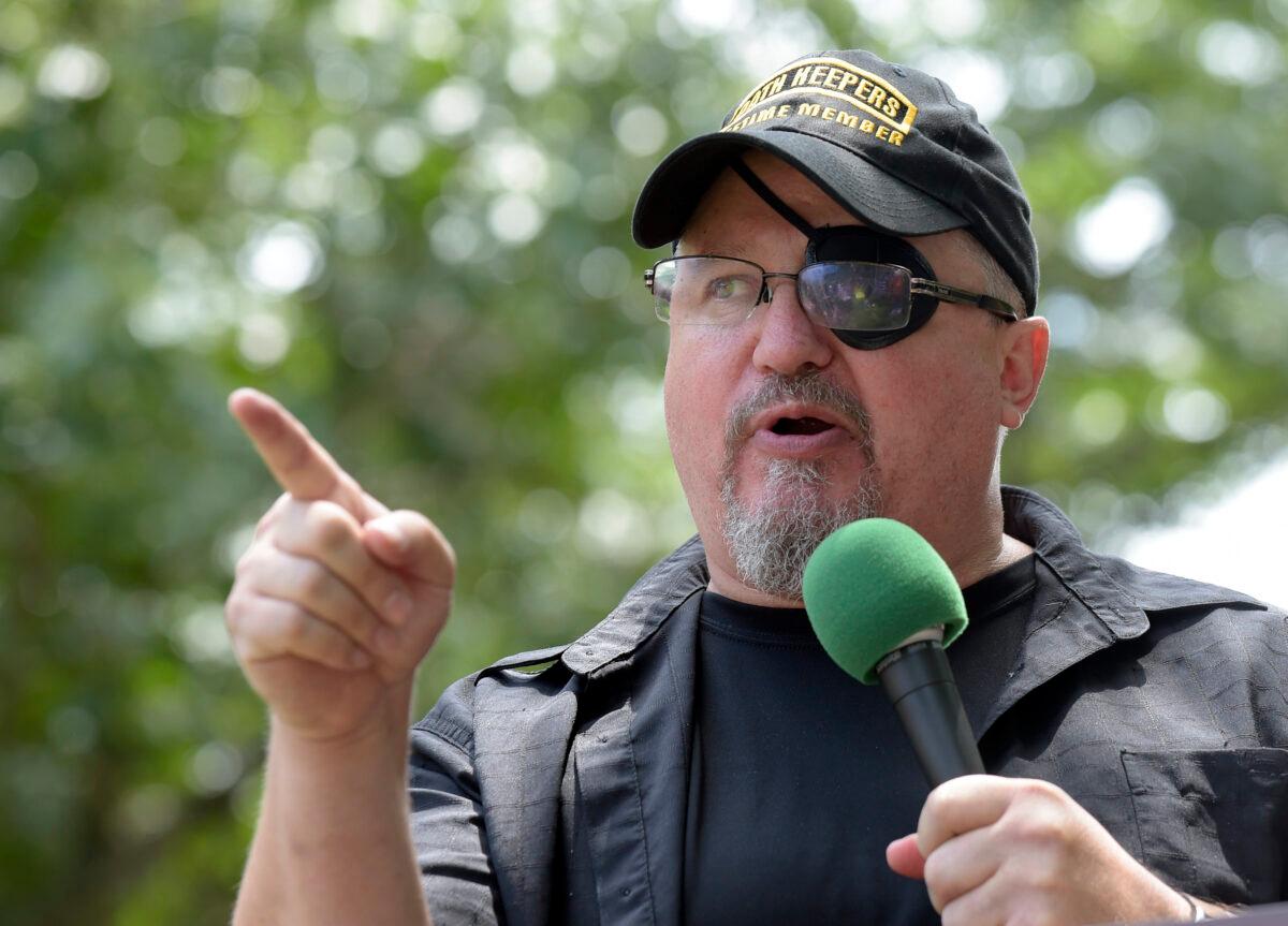 Stewart Rhodes, founder the Oath Keepers, speaks during a rally in Washington on June 25, 2017. (Susan Walsh/AP Photo)