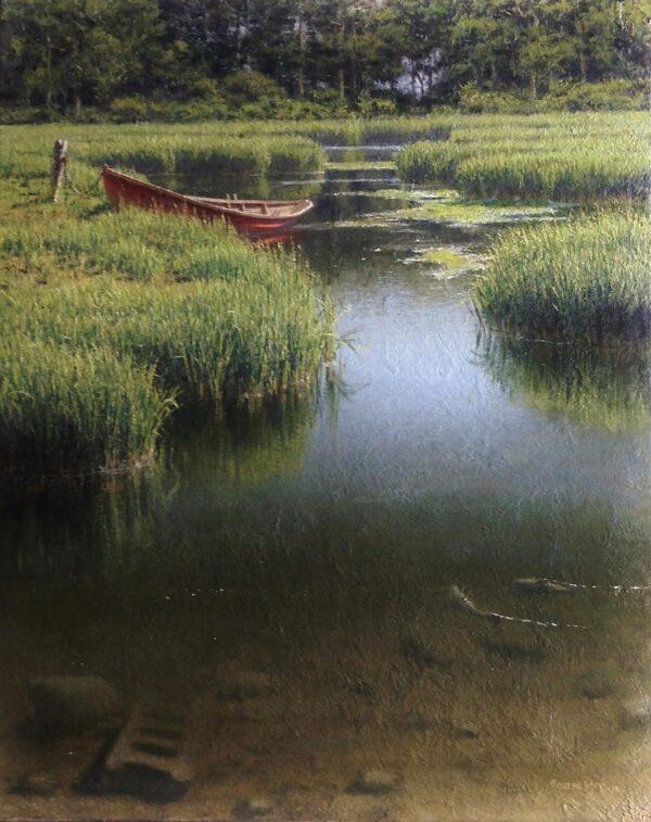 “The Red Boat” by Joseph McGurl. Oil on canvas; 20 inches by 16 inches. (Courtesy of Joseph McGurl)
