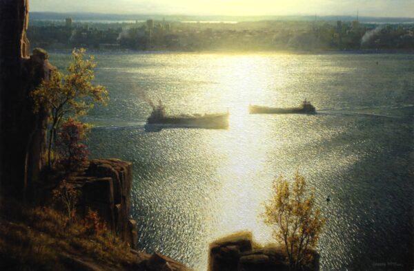 “Morning Light on the Hudson River” by Joseph McGurl. Oil on canvas; 24 inches by 36 inches. (Courtesy of Joseph McGurl)