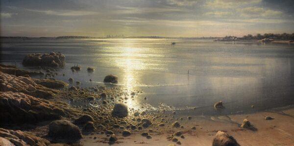 “Glare on a Calm Sea” by Joseph McGurl. Oil on canvas; 36 inches by 72 inches. (Courtesy of Joseph McGurl)