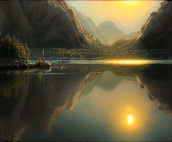 “Setting Sun in the Tetons” by Joseph McGurl. Oil on panel; 20 inches by 24 inches. (Courtesy of Joseph McGurl)