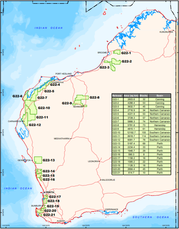 Geothermal acreage release for 2022 in Perth. (State of Western Australia)