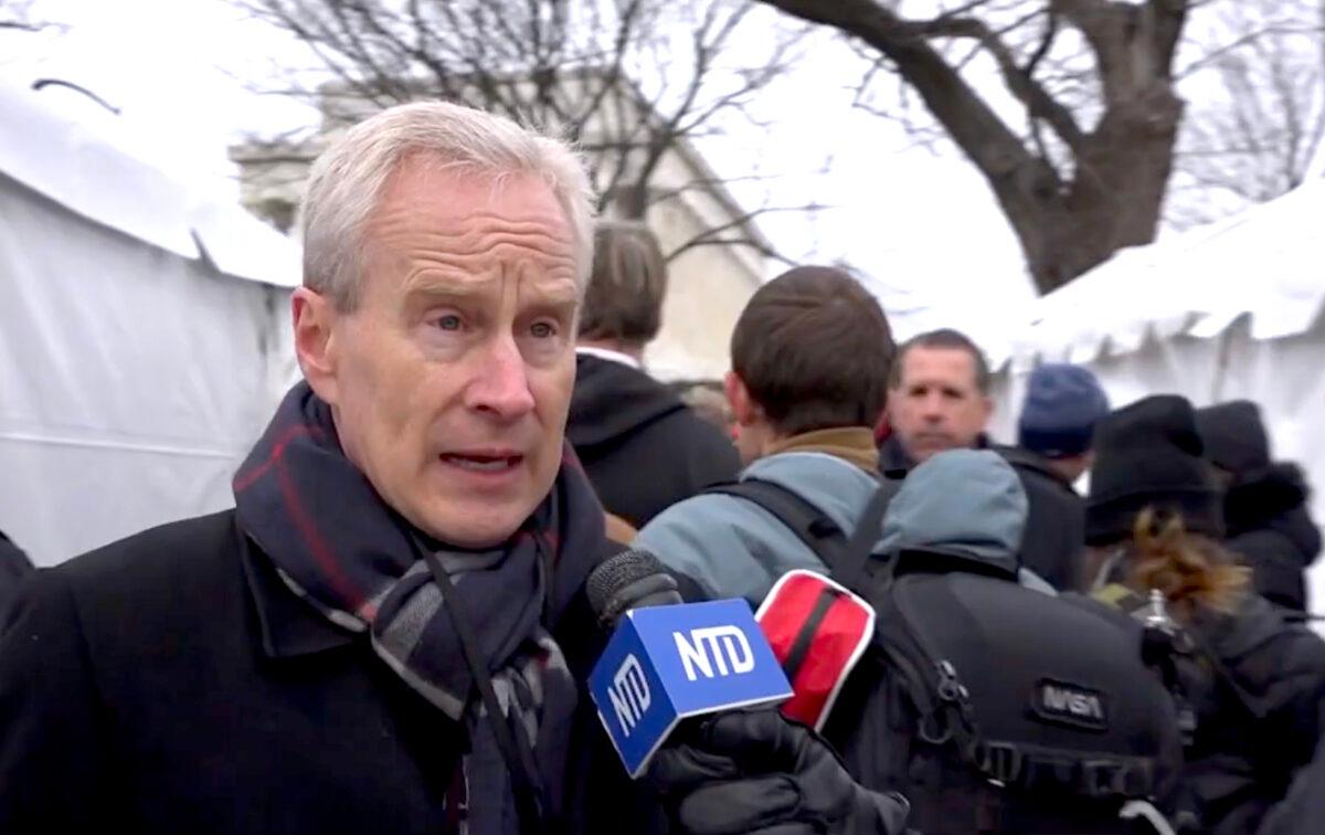 Dr. Peter McCullough in an interview with NTD's Capitol Reports program during "Defeat The Mandate" rally in Washington, on Jan. 23, 2022. (Screenshot via The Epoch Times)
