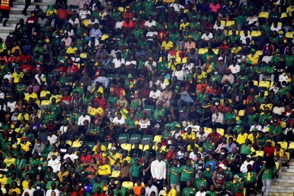 General view of Cameroon fans inside the stadium hosting the Africa Cup of Nations, soccer game Cameroon v Comoros, in Yaounde, Cameroon, on Jan. 24, 2022. (Mohamed Abd El Ghany/Reuters)