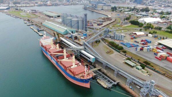 Wheat loaded onto a ship at the Port of Newcastle in New South Wales, Australia. (Port of Newcastle)
