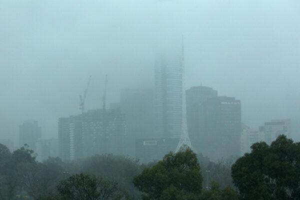 A view of the city is seen as massive storms hit Melbourne city, Australia, on March 6, 2010. (Robert Cianflone/Getty Images)