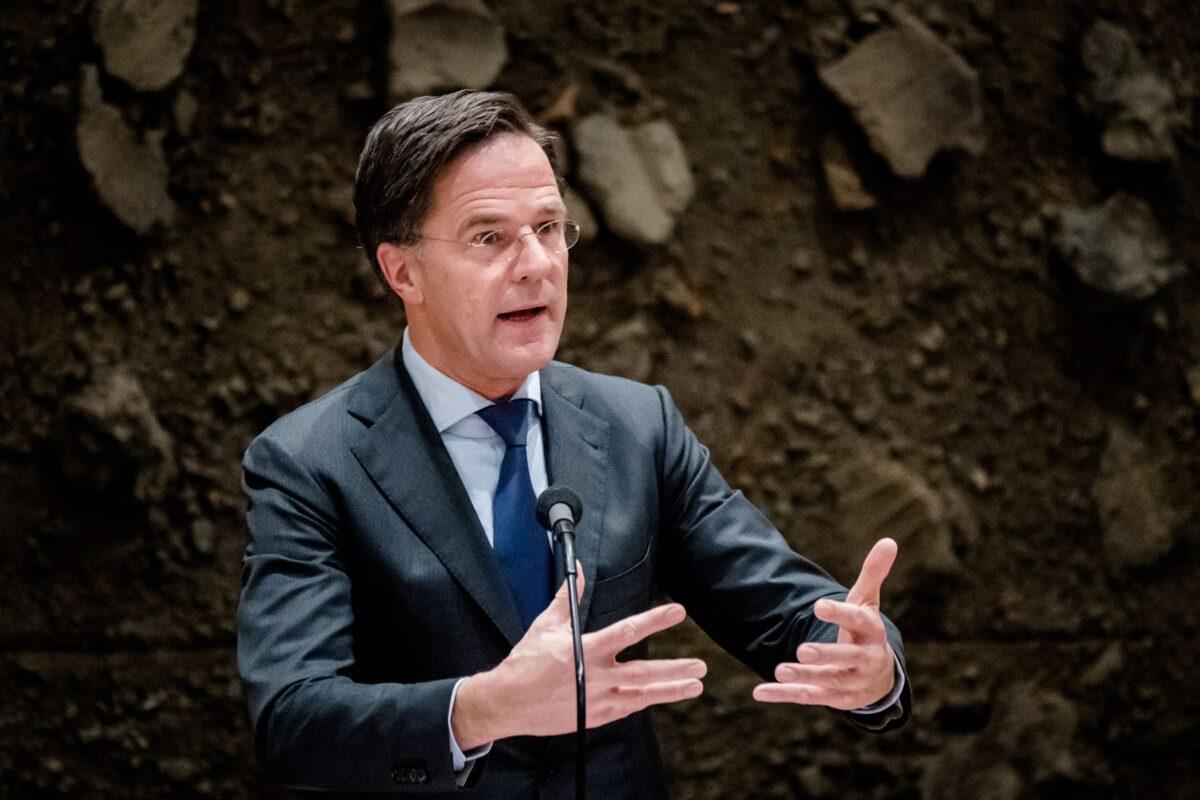 Dutch Prime Minister Mark Rutte delivers a speech during a debate in the House of Representatives about the developments surrounding COVID-19 in The Hague, the Netherlands, on Jan. 26, 2022. (Bart Maat/ANP/AFP via Getty Images)