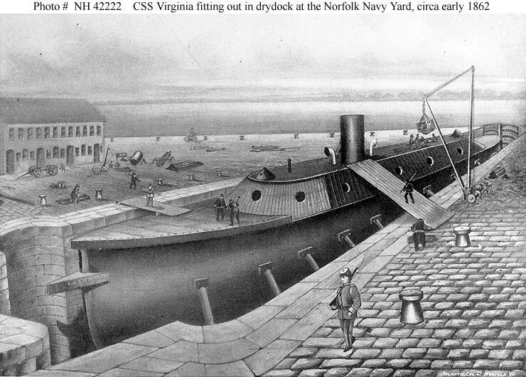 CSS VIRGINIA in Dry Dock, J.O. Davidson, c. 1880 (Courtesy of John Moran Quarstein)