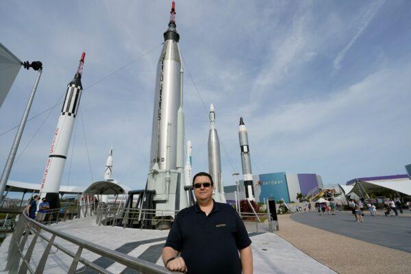 Kyle Hippchen poses for a photo at the Kennedy Space Center Visitor Complex in Cape Canaveral, Fla., on Jan. 21, 2022. (John Raoux/AP Photo)