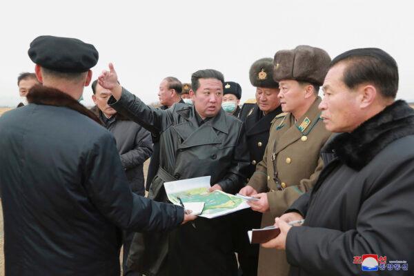 North Korean leader Kim Jong Un inspects an area planned for a vegetable greenhouse farm in the Ryonpho area of Hamju county, South Hamgyong province, northeast of Pyongyang, North Korea, in an undated photo. Independent journalists were not given access to cover the event depicted in this image distributed by the North Korean government. (Korean Central News Agency/Korea News Service via AP)