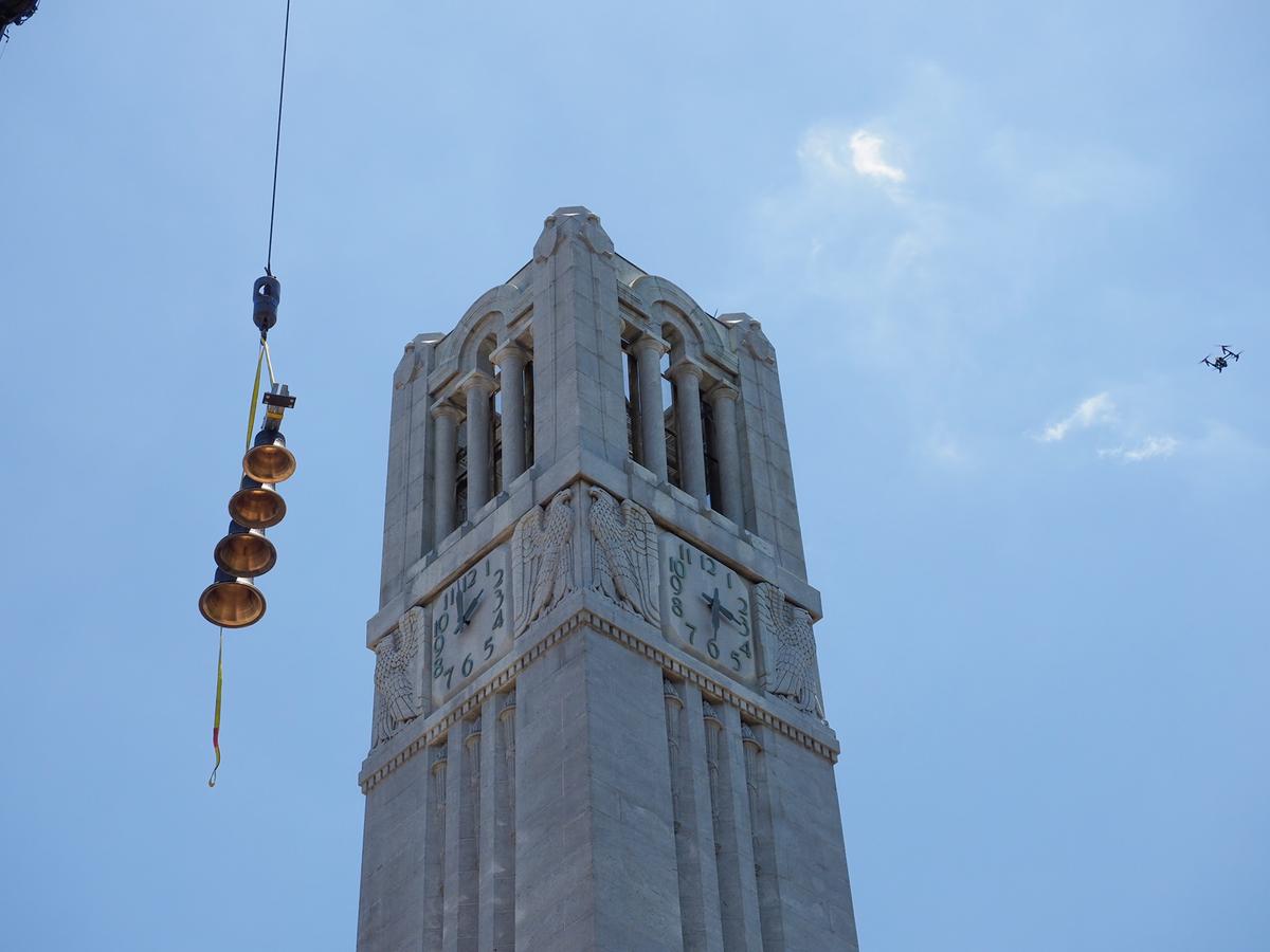 Bells are installed at North Carolina State University's bell tower. (Courtesy of NCSU)
