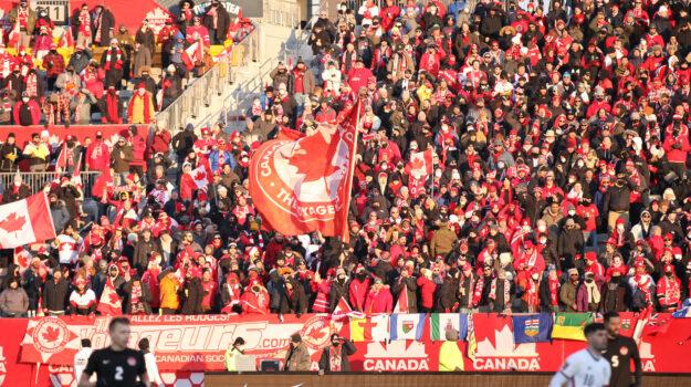 Canada’s soccer supporters take in the action in Hamilton, Ontario, Canada on Jan 30, 2022. (Canada Soccer)