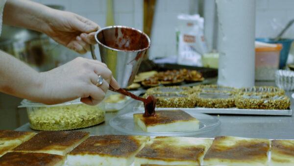 Levantine dessert being prepared in "Breaking Bread." (Cohen Media Group)