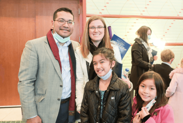 Dr. Mario Castillo-Sang and his family at the matinee performance of Shen Yun in Cincinnati, Ohio on Feb. 27, 2022. (Stacey Tang/The Epoch Times)