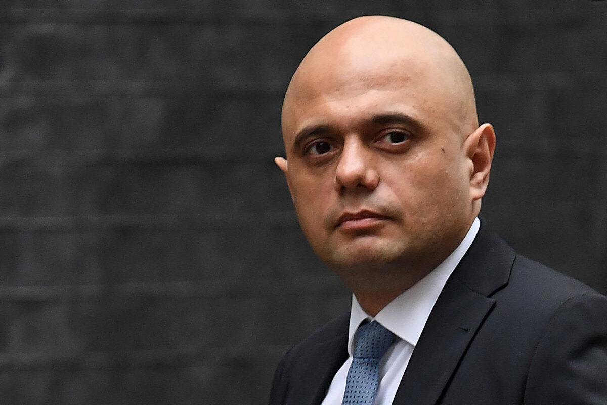 Britain's Health Secretary Sajid Javid arrives for a cabinet meeting at Number 10 Downing Street in London on Jan. 25, 2022. (Daniel Leal/AFP via Getty Images)