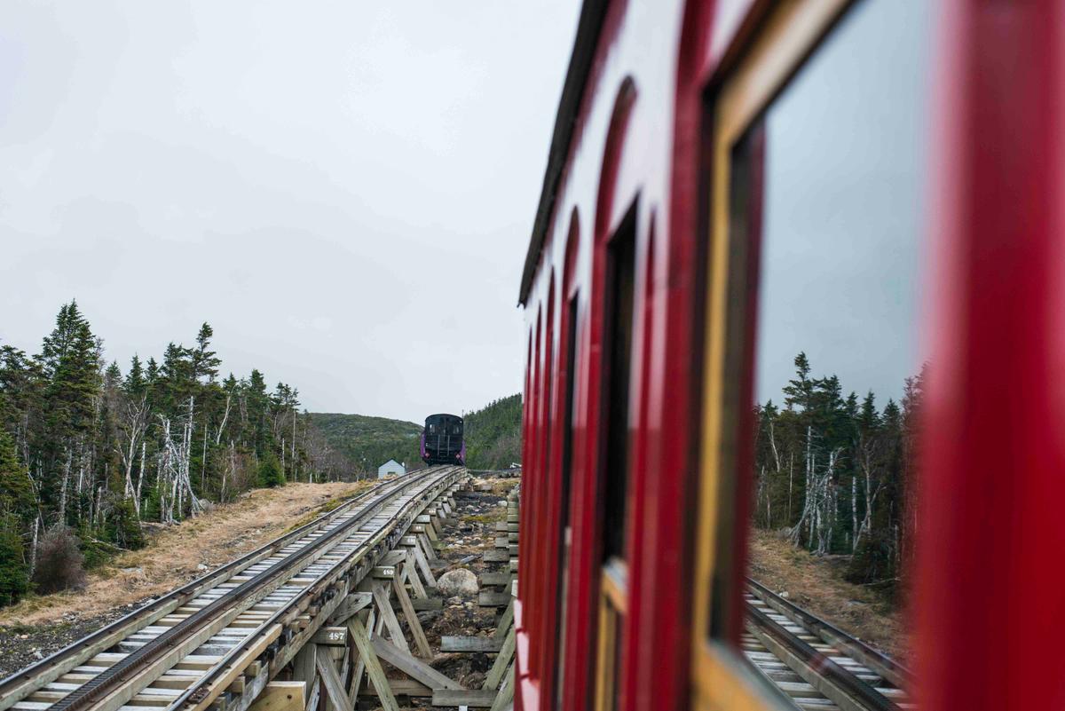 Train car and tracks on the Cog Railway on Mount Washington, NH. (Joe Klementovich/Getty Images)