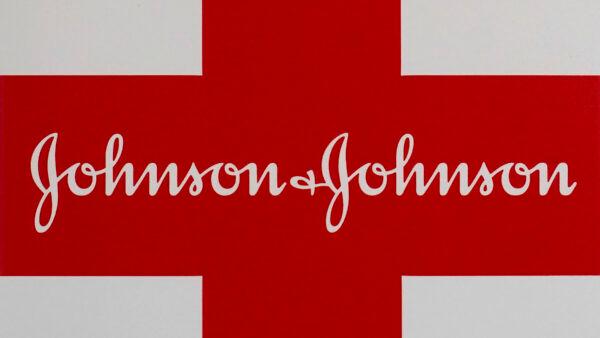 A Johnson & Johnson logo on the exterior of a first aid kit in Walpole, Mass on Feb. 24, 2021. (Steven Senne/AP Photo/File)
