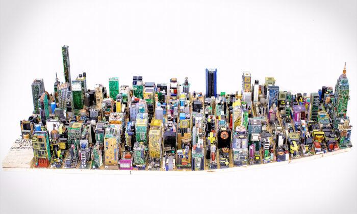 A Young Man Spends 3 Months Building Stunning Scale Model of Manhattan From Circuit Boards and Other E-waste